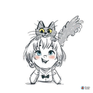 Bonjour joyeux avec un enfant et un chat